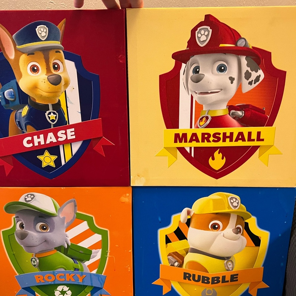 Paw Patrol Canvas Art Set - Chase, Marshall, Rocky, Rubble